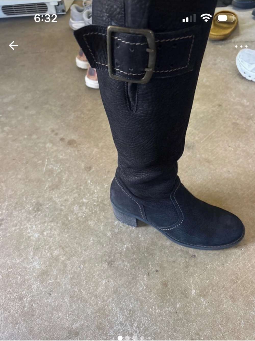Paul Green Black Knee-High Leather Boots with Buckle